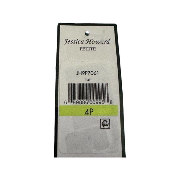 Jessica Howard Lace Short sleeve Tulip Hem Sheath Dress Turquoise Size 4P NWT - Picture 10 of 13